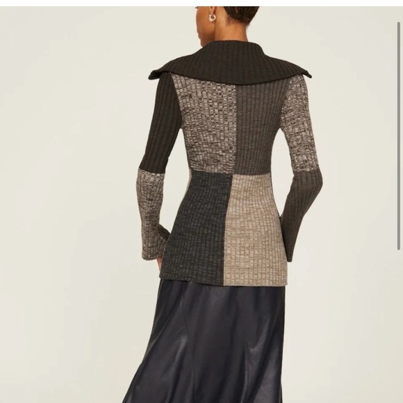 Sandro Moria Sweater color block 1/2 zip ribbed - Picture 2 of 8